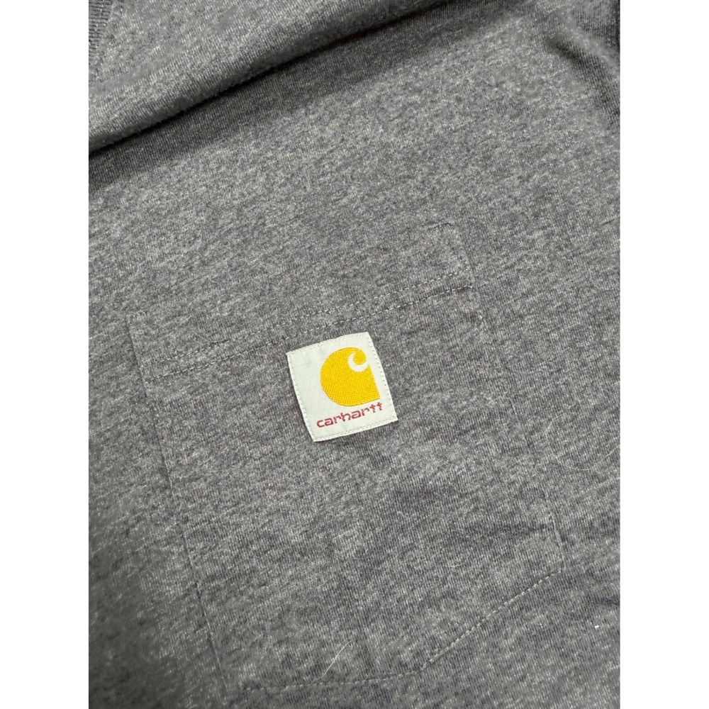 Carhartt Loose Fit Pocket Long Sleeve T Shirt Heather Charcoal Logo Mens 2XL - Picture 4 of 9
